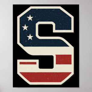 Usa Flag Letter S Stars Stripes Matching Trio Frie Poster