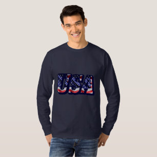 USA Flag Letters, Flag Men's Basic Long Sleeve Tee