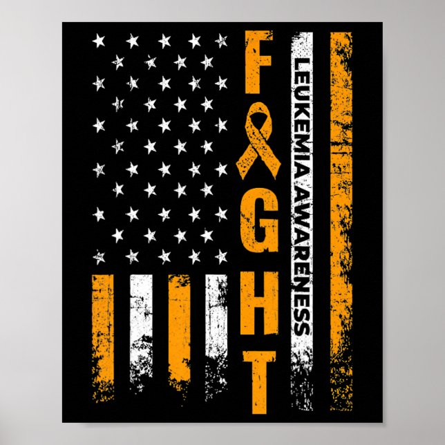 Usa Flag Leukaemia Awareness Cancer Survivor Gift  Poster (Front)