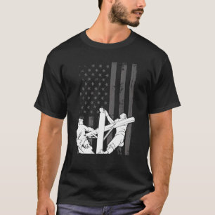 USA Flag Lineman American Flag Patriotic Linemens T-Shirt