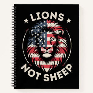 USA FLAG , LIONS NOT SHEEP NOTEBOOK