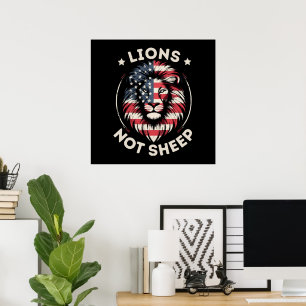 USA FLAG , LIONS NOT SHEEP POSTER