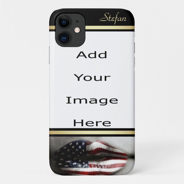 USA Flag Lips Border Case-Mate iPhone Case (Back)