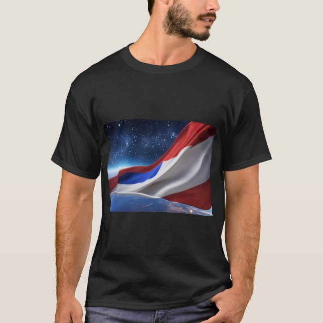 USA Flag Logo Basic Dark T-Shirt (Front)