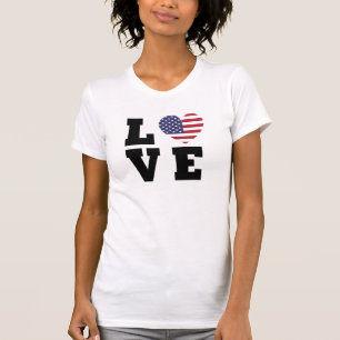 USA Flag Love Shirt - Split Text American Tee