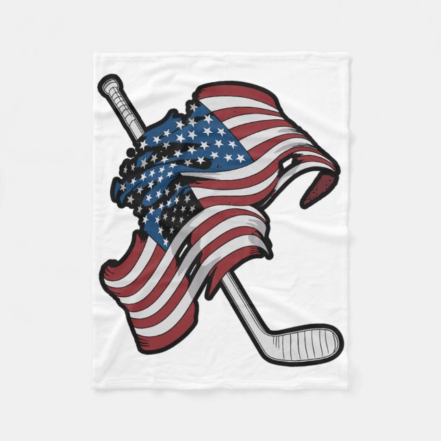 Usa Flag Made Of Hockey Sticks  Fleece Blanket (Front)