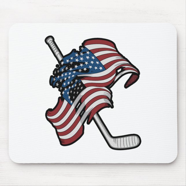 Usa Flag Made Of Hockey Sticks  Mouse Pad (Front)
