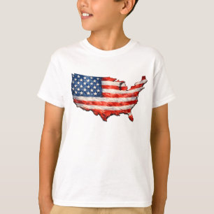 USA Flag Map - I Love My Country Patriotic T-Shirt