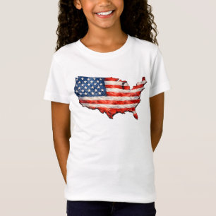 USA Flag Map - I Love My Country Patriotic T-Shirt