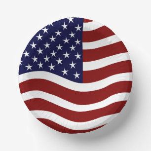 USA Flag Mark 7-Inch Paper Bowl – Patriotic Design Paper Plate