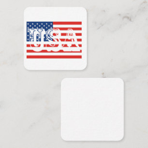 USA Flag Mark Square Business Card