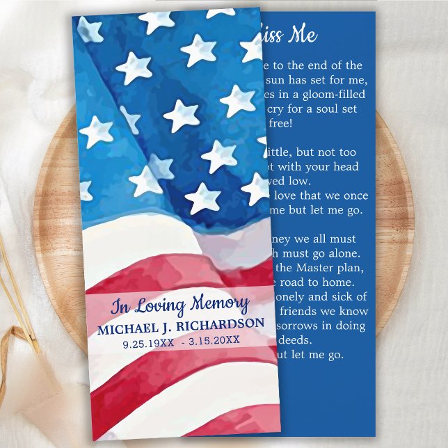 USA Flag Memorial Prayer Card Funeral Bookmark  (Creator Uploaded)