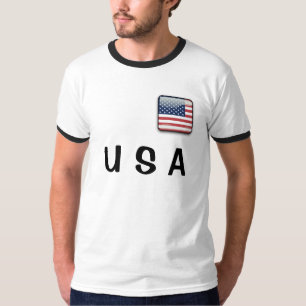 USA flag Men's Basic Ringer T-Shirt