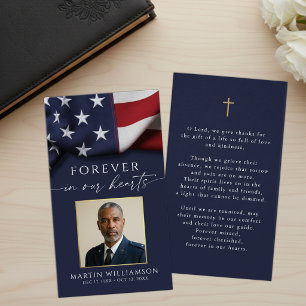 USA Flag Military Photo Cross Memorial Prayer Card