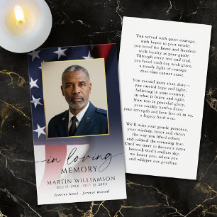 USA Flag Military Sympathy Photo Prayer Card
