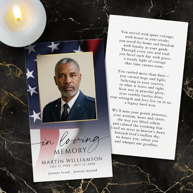 USA Flag Military Sympathy Photo Prayer Card (Creator Uploaded)