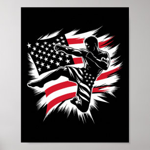Usa Flag Mma Mixed Martial Arts American Kickboxin Poster