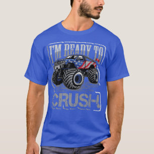 USA Flag Monster Trucks Crush Car Monster Truck  T-Shirt