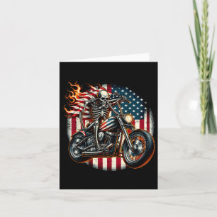 Usa Flag Motorcycle Skeleton Biker 4th July Americ Card