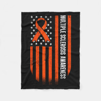 Usa Flag Multiple Sclerosis Awareness Fleece Blanket