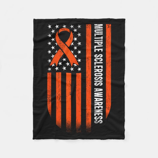 Usa Flag Multiple Sclerosis Awareness Fleece Blanket (Front)