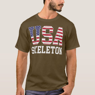 USA Flag Musher  American USA Skeleton  T-Shirt