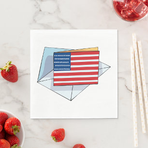 USA Flag On A Card Napkin