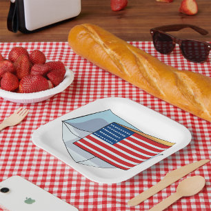 USA Flag On A Card Paper Plate