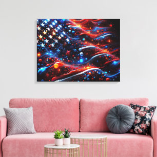 USA Flag Paint Splatters Canvas Print