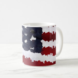 USA Flag Paper Mache-Look Coffee Mug