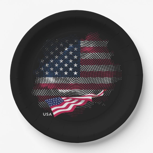 USA flag Paper Plate (Front)