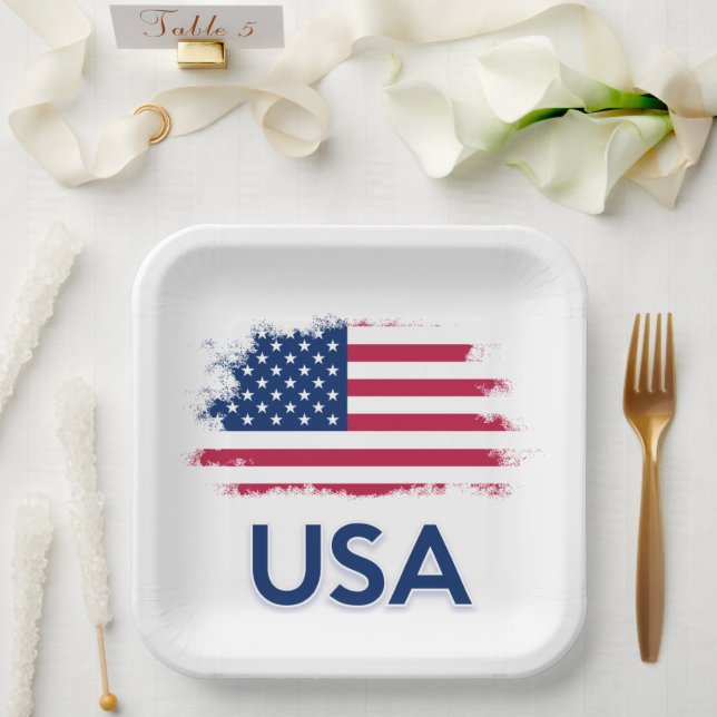 USA Flag   Paper Plate (Wedding)