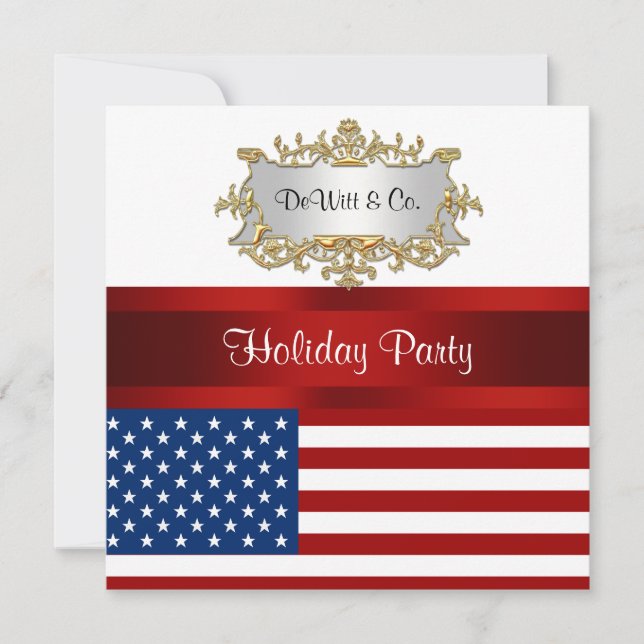 USA Flag Party Invitation Red White Blue (Front)