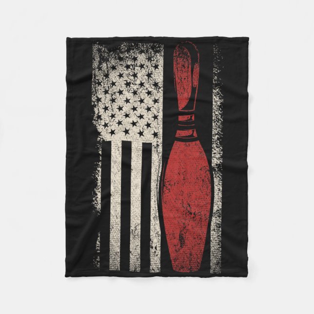 Usa Flag Patriotic American Bowler Gift Bowling Pi Fleece Blanket (Front)