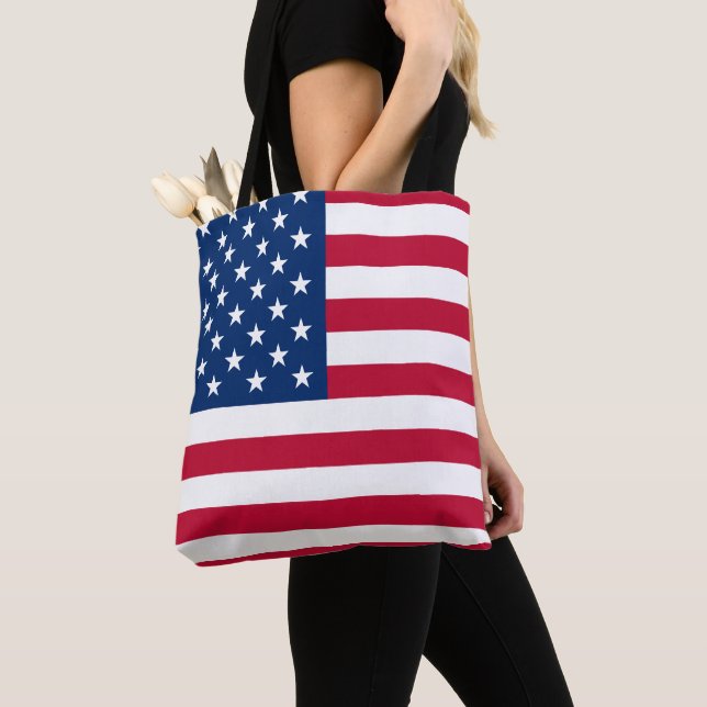USA Flag Patriotic American Flag Stars and Stripes Tote Bag (Close Up)