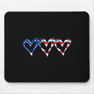 Usa Flag Patriotic American Hearts Armed Forces 4t Mouse Pad