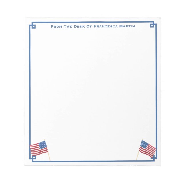 USA Flag Patriotic American Personalised Notepad (Front)