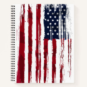 USA Flag Patriotic American Red White Blue Spiral Notebook