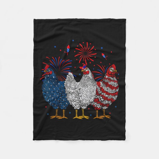 Usa Flag Patriotic Chicken Lover 4th Of July 1  Fleece Blanket (Front)