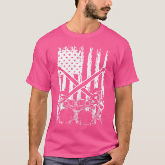 Usa Flag Patriotic Drummer Drumsticks Percussion D T-Shirt