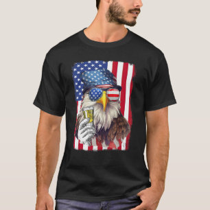 USA Flag Patriotic Eagle Sunglasses 4th Of July Be T-Shirt