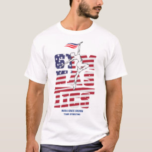 USA Flag Patriotic Gymnast Team Support Gymnastics T-Shirt