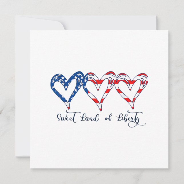 USA Flag Patriotic Hearts 4th of July Sweet Land o (Front)