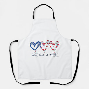 USA Flag Patriotic Hearts 4th of July Sweet Land o Apron
