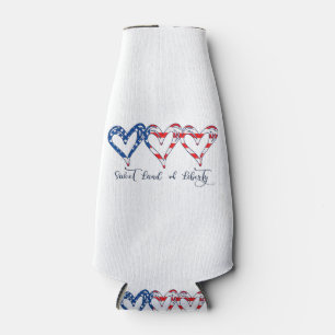 USA Flag Patriotic Hearts 4th of July Sweet Land o Bottle Cooler