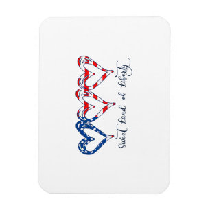 USA Flag Patriotic Hearts 4th of July Sweet Land o Magnet