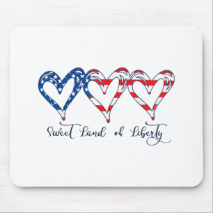 USA Flag Patriotic Hearts 4th of July Sweet Land o Mouse Pad