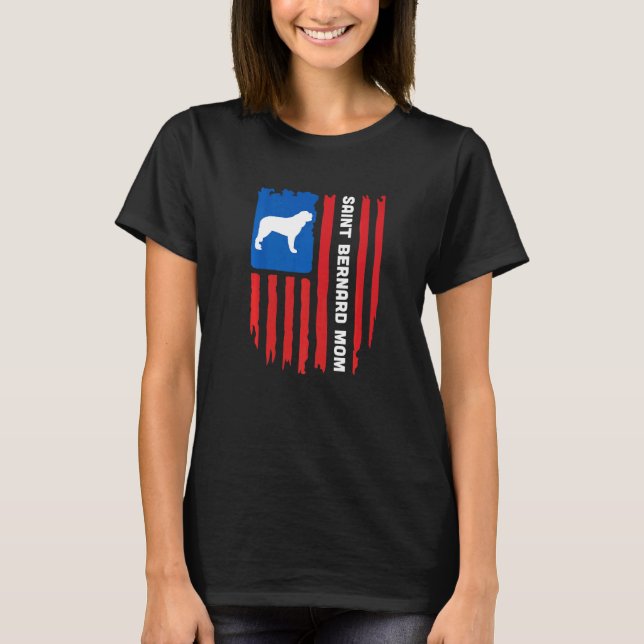 USA flag Patriotic Saint Bernard Mom T-Shirt (Front)