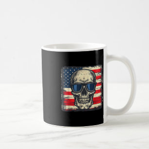 Usa flag patriotic skull shirt independence day coffee mug