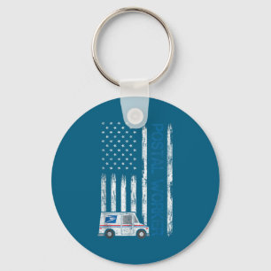 Usa Flag Patriotic Stal Worker Mailman Mail Lady N Key Ring